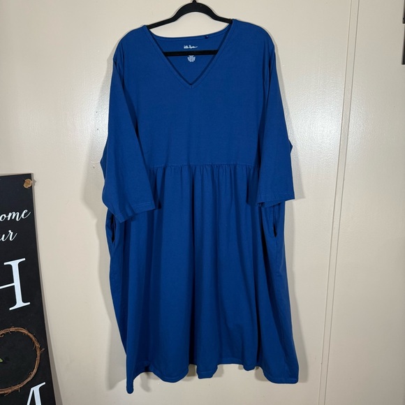 Ulla Popken Dresses & Skirts - Ulla Popken Blue V Neck Cotton Midi Dress Size 24/26